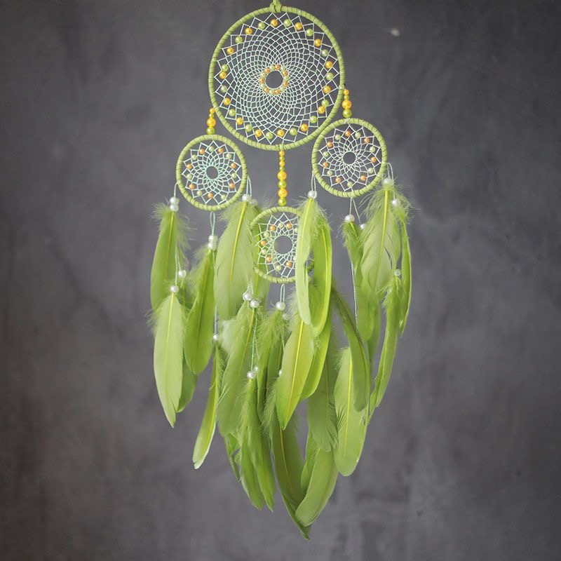 Home Textiles Usa - Multi‑ring Handmade Dreamcatcher Colorful Feather Beaded