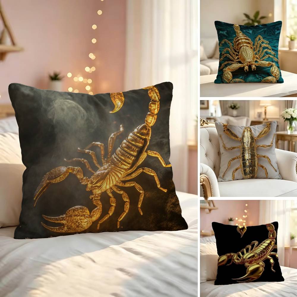 Luxury Home Textiles Usa - Luxury Gold S-Scorpion Square Double-Sided printed