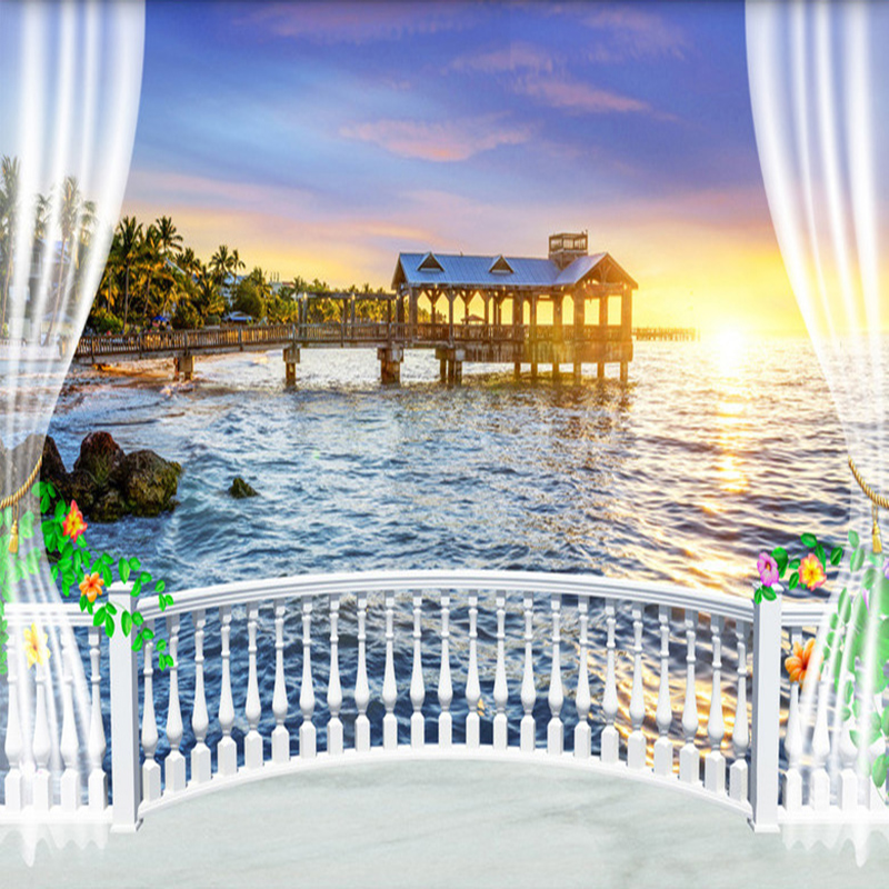 Custom Photo Wallpaper 3D Balc - đánh giá và giá Sunrise Home Textiles & Apparel