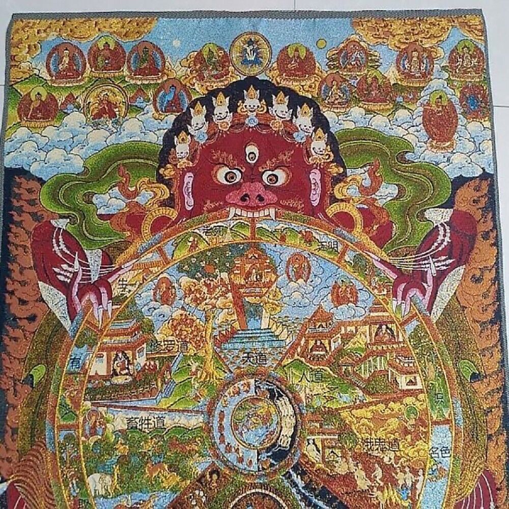 Buddhist Guardian Silk Paintin - đánh giá và giá Vintage Home Textiles