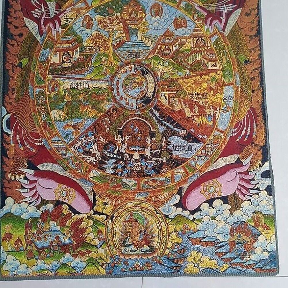 Buddhist Guardian Silk Paintin - đánh giá và giá Vintage Home Textiles